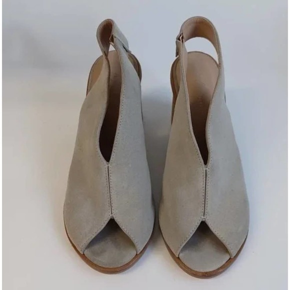 New Anthropologie Tracy Gray Suede Peep Toe Sling Back Heels-7.5 - Picture 4 of 7